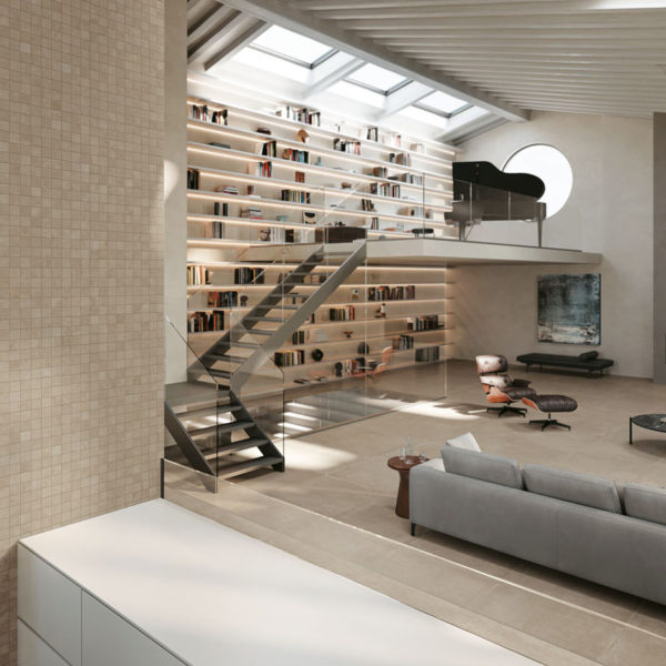 Teranga Greige 90x90 & Mosaique 5x5 Ivoire & Sable 90x90