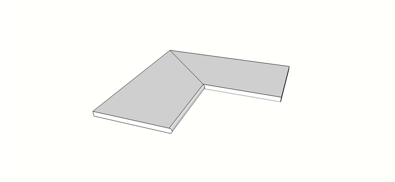 Angolo interno completo (2pz)bordo arrotondato <span style="white-space:nowrap;">60x90 cm</span>   <span style="white-space:nowrap;">sp. 20mm</span>