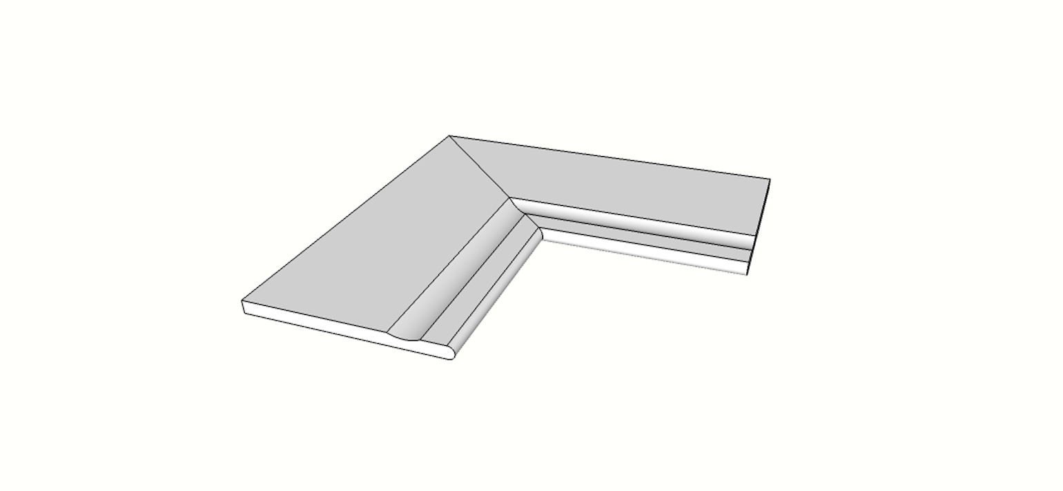 Angolo interno completo (2pz) bordo arrotondato svasato <span style="white-space:nowrap;">30x60 cm</span>   <span style="white-space:nowrap;">sp. 20mm</span>