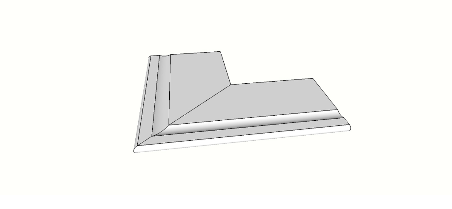 Angolo esterno completo (2pz) bordo arrotondato svasato <span style="white-space:nowrap;">30x60 cm</span>   <span style="white-space:nowrap;">sp. 20mm</span>
