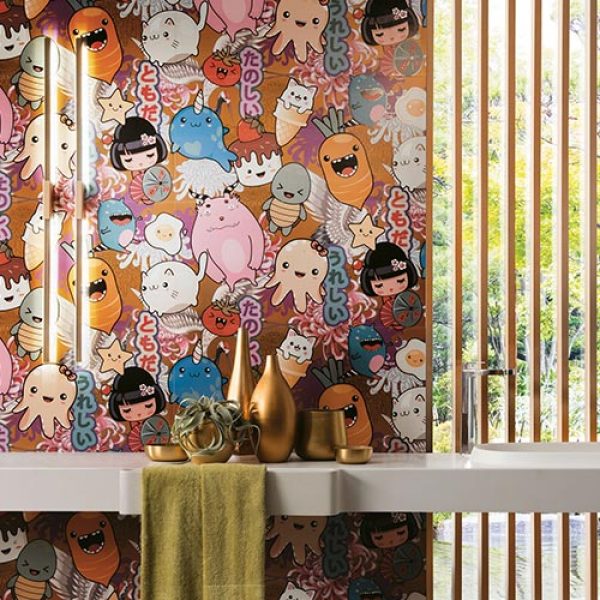 kawaii pasta bianca piastrelle