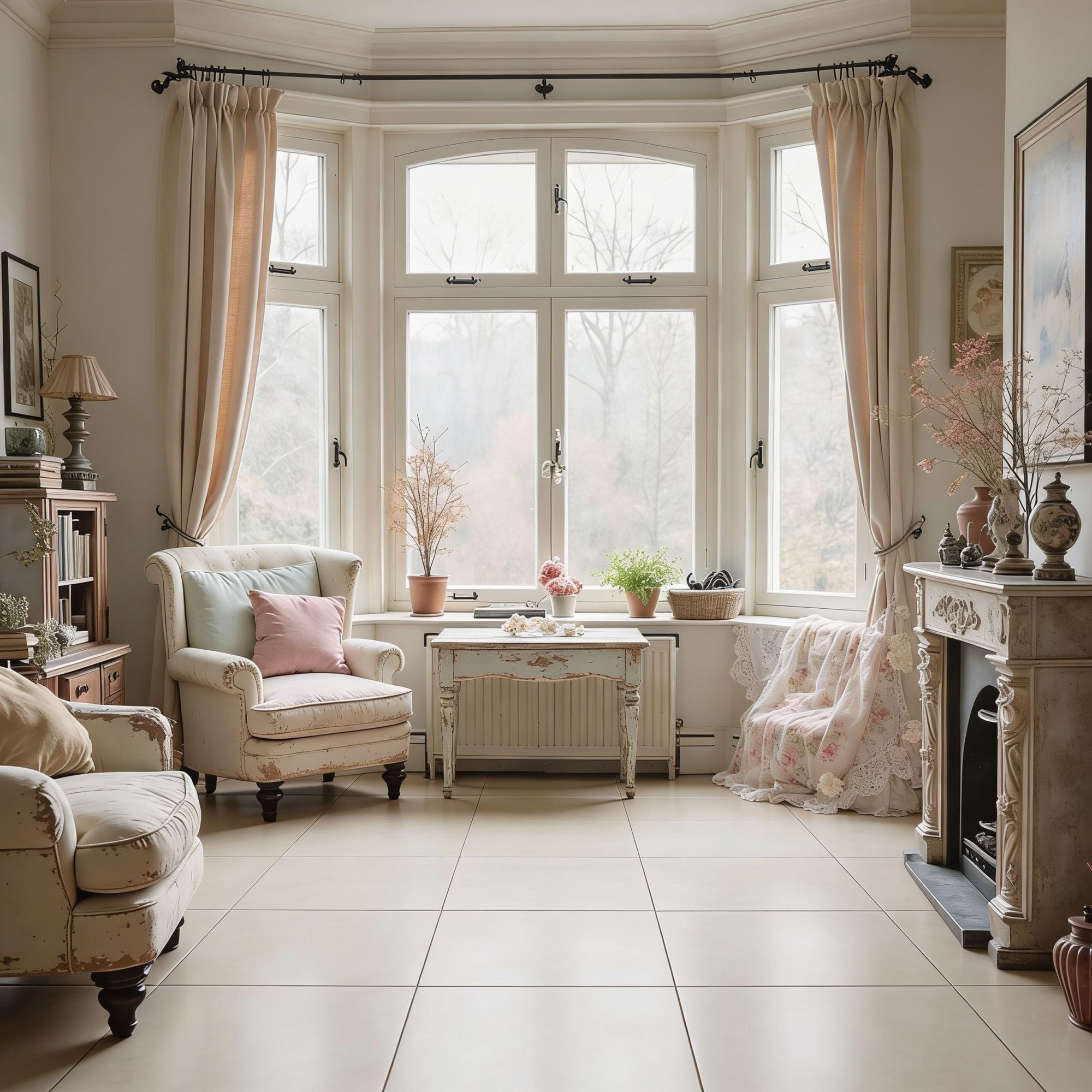 piastrelle grande formato per stile shabby chic