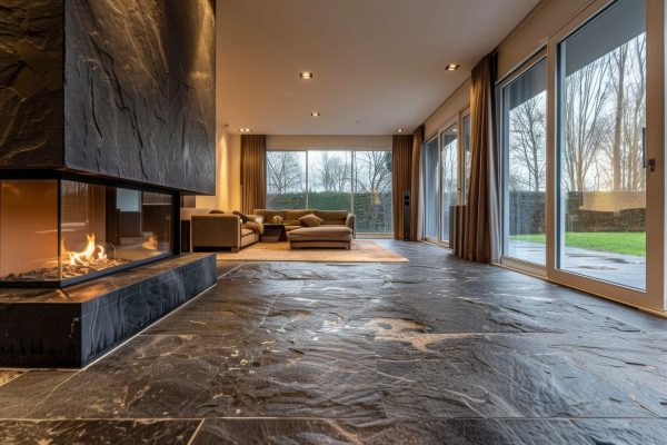 piastrelle grande formato effetto pietra per stile rustico