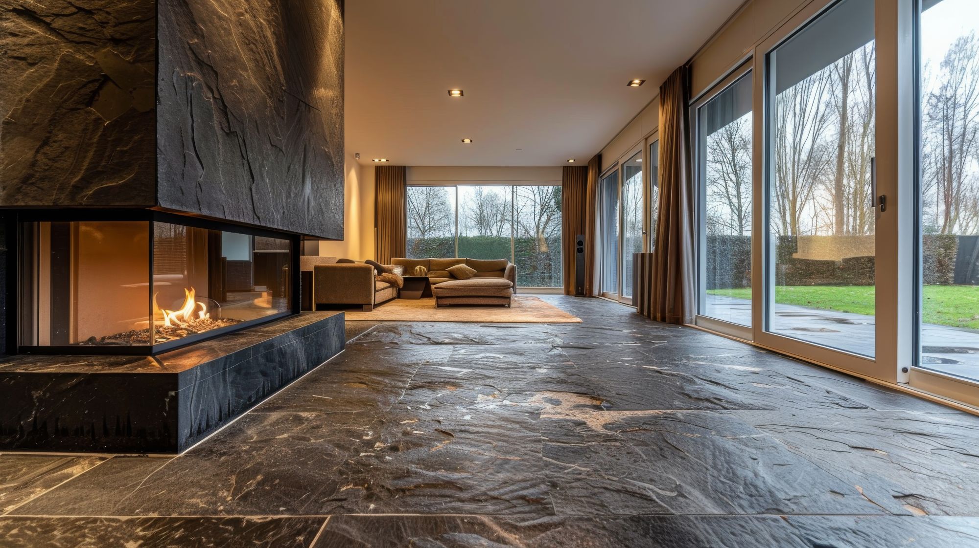 piastrelle grande formato effetto pietra per stile rustico