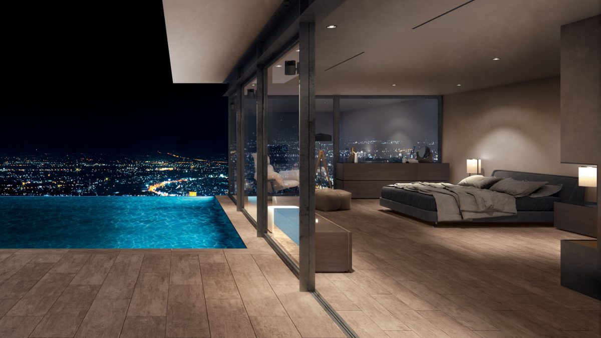 piastrelle camera da letto effetto legno