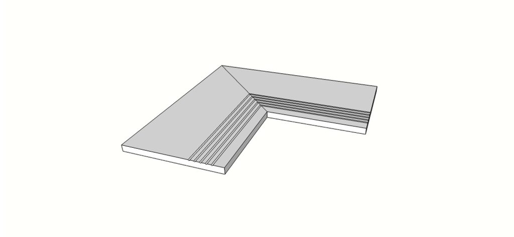Angolo esterno completo (2pz) bordo arrotondato con antisdrucciolo <span style="white-space:nowrap;">30x60 cm</span> &nbsp; <span style="white-space:nowrap;">sp. 20mm</span>