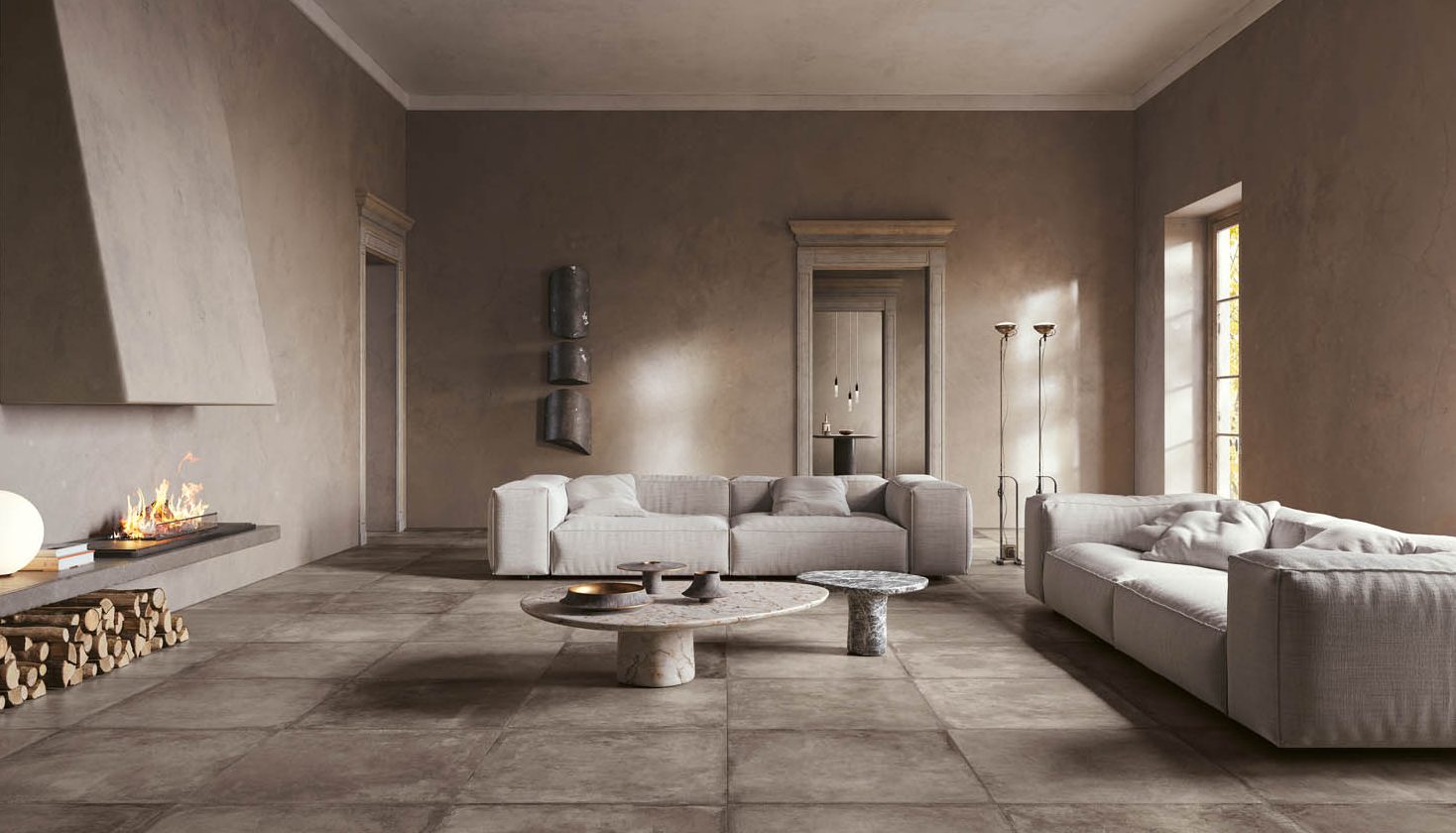 Piastrelle effetto pietra per soggiorno