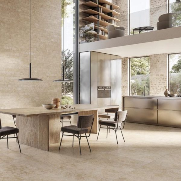 piastrelle beige effetto pietra