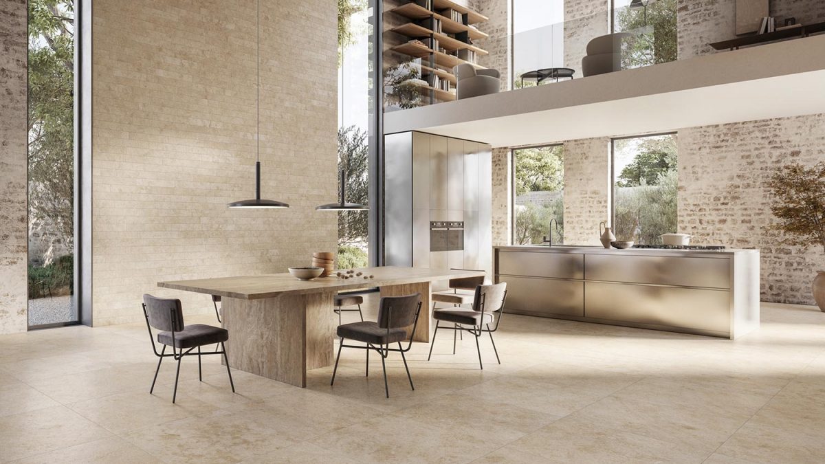 Gres porcellanato effetto pietra beige