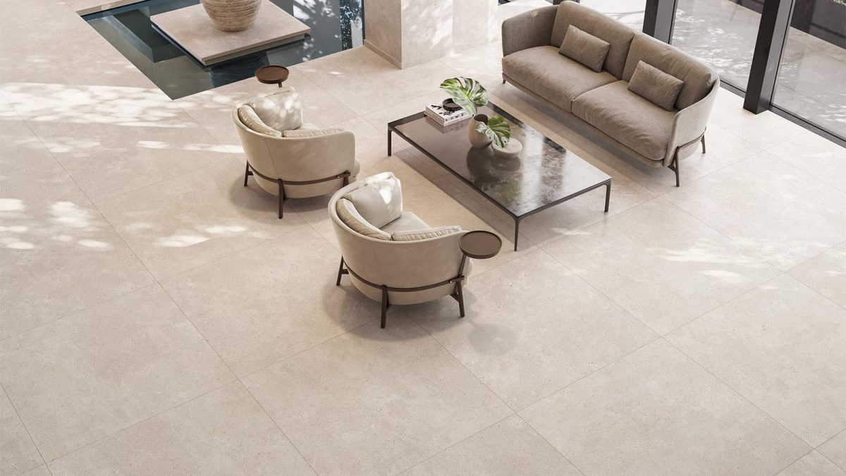 concrete beige tiles