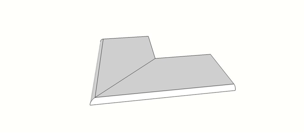 Angolo esterno completo (2pz) bordo becco di civetta <span style="white-space:nowrap;">30x60 cm</span> &nbsp; <span style="white-space:nowrap;">sp. 20mm</span>