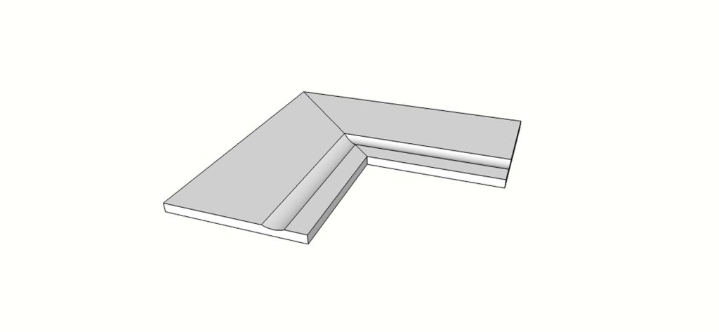 Angolo interno completo (2pz) bordo becco di civetta svasato <span style="white-space:nowrap;">30x60 cm</span> &nbsp; <span style="white-space:nowrap;">sp. 20mm</span>