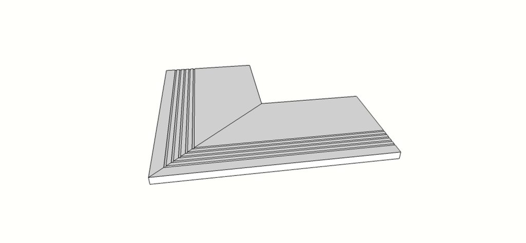 Angolo esterno completo (2pz) bordo rettilineo con antisdrucciolo <span style="white-space:nowrap;">30x60 cm</span> &nbsp; <span style="white-space:nowrap;">sp. 20mm</span>