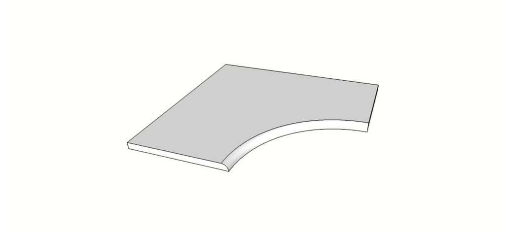 Angolo curvilineo becco di civetta <span style="white-space:nowrap;">60x60 cm</span> &nbsp; <span style="white-space:nowrap;">sp. 20mm</span>