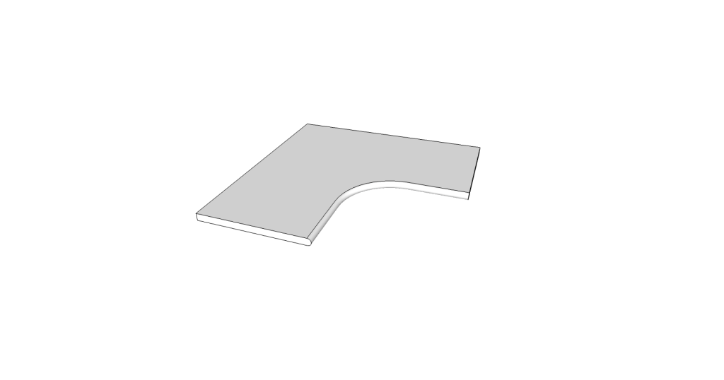 Angolo curvilineo bordo arrotondato R15 <span style="white-space:nowrap;">60x60 cm</span> &nbsp; <span style="white-space:nowrap;">sp. 20mm</span>